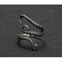 925 Sterling Silver Ring Octopus Modelagem Retro Cor Tamanho 18 Metade Aberta